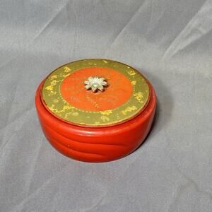 1950s Avon Red Glass Powder Jar w/Lid Persian Wood Beauty Dust Vintage